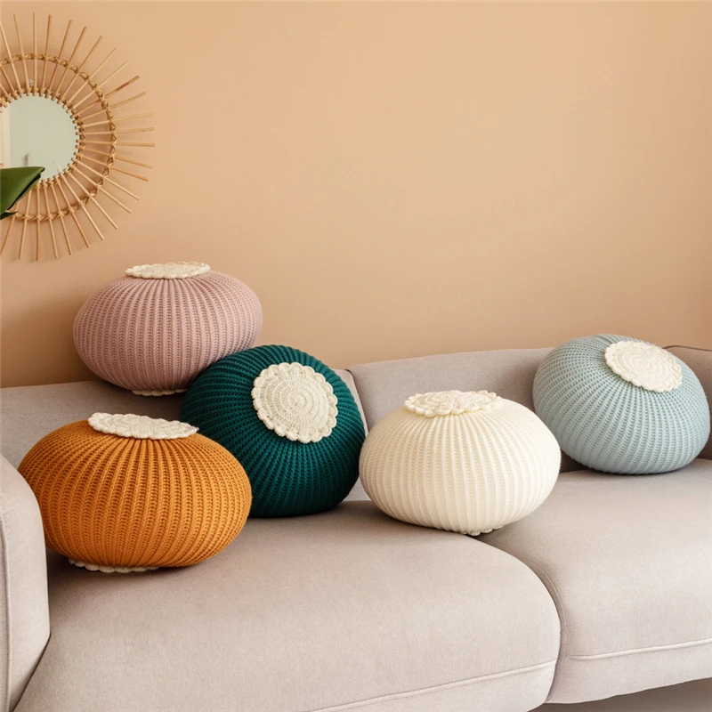 

45x25cm Round Pumpkin Knitted Handmade Children Toy Pillow Home Decorative Cushion