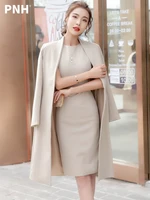 beige windbreaker womens mid long stand collar suit coat new autumn fit thin coat 2021