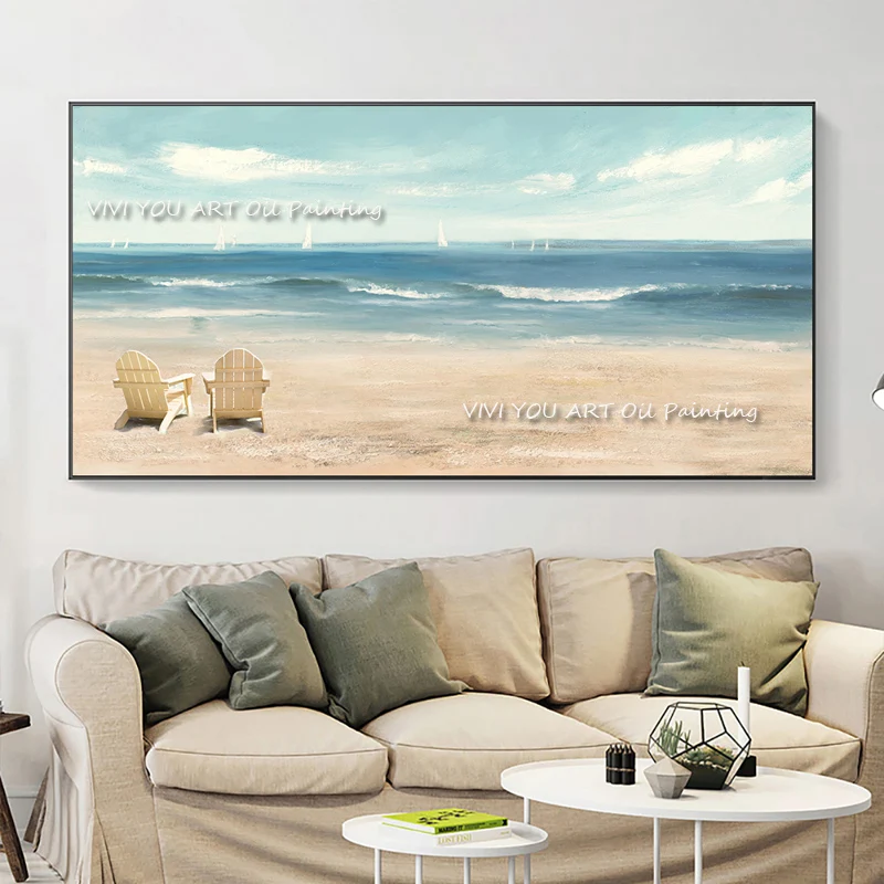 Современная Абстрактная Толстая Масляная картина Seaspace ручной работы с лучшим