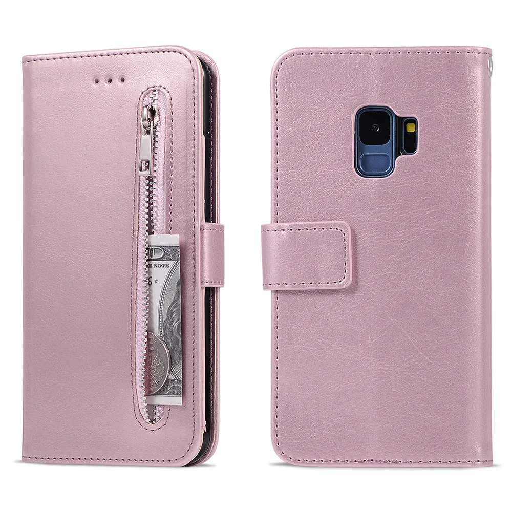 LAPOPNUT Магнитный кожаный чехол бумажник на молнии с пряжкой для Samsung Galaxy J6 Plus J5 J4 J3 A8