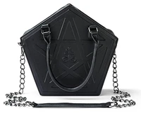 pentagram punk darkness gothic five star women girl black pu messenger bag handbag chain