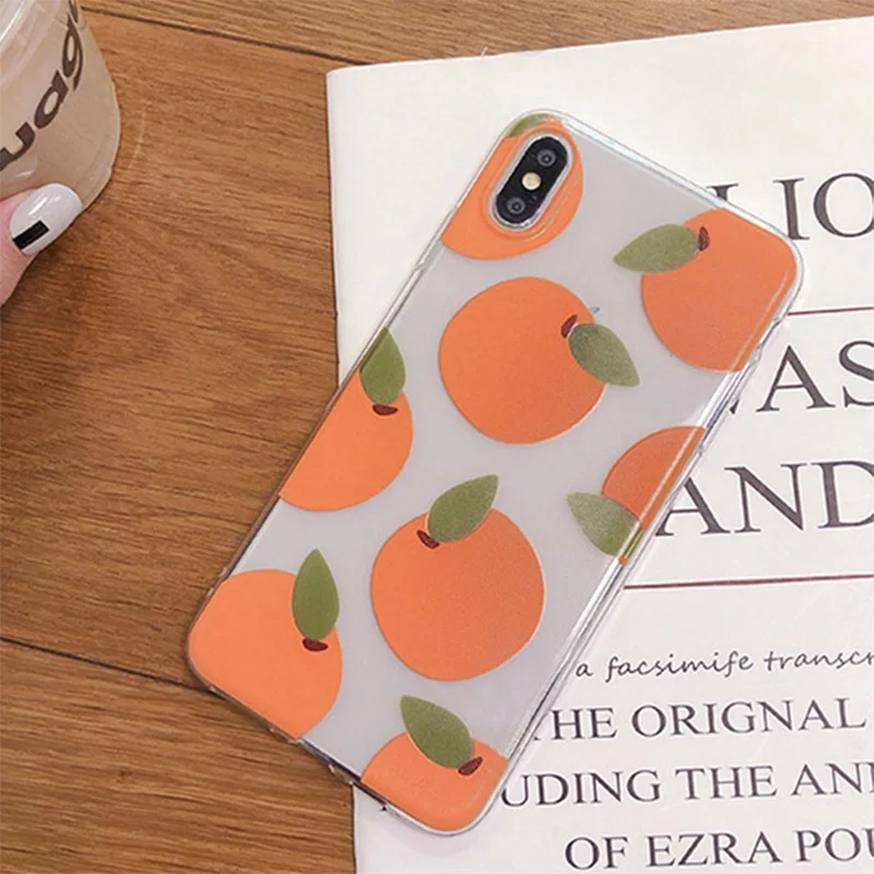 Противоударный чехол для телефона мягкий из тпу оранжевый прозрачный Apple iPhone X XR XS