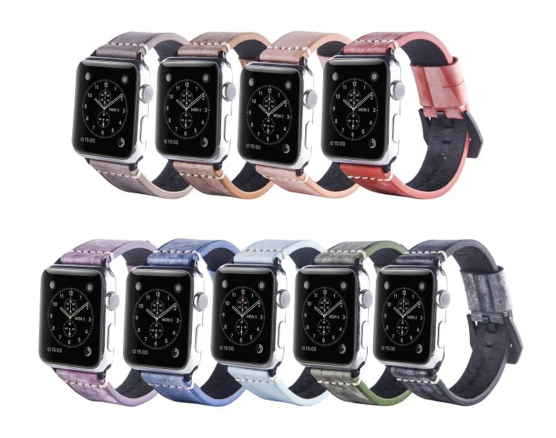 Ремешок из натуральной кожи для iWatch5 4 3 2 1 женский браслет Apple watch 40 44 мм аксессуары
