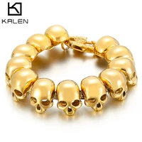 punk skull bracelet for men 1 wide 9 05 long stainless steel mens friendship bracelets bangles 2021 gifts for him