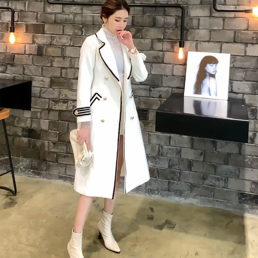 

Design Suits Blazer Windbreaker Over-the-knee Woolen Coat Women's Mid-length Female Jacket Luxury Women's Clothing Overcaot
