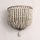 Скандинавская декоративная светодиодная настенная лампа с деревянными бусинами, прикроватное освещение для коридора, ресторана, настенные светильники, детское освещение