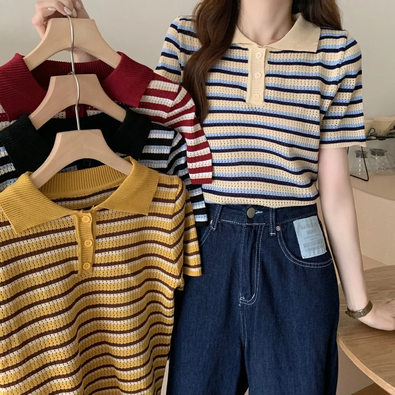 

PEONFLY Striped women Sweaters 2021 Autumn Korean Style Striped women Pullovers Harajuku Streetwear women Clothing Sweater