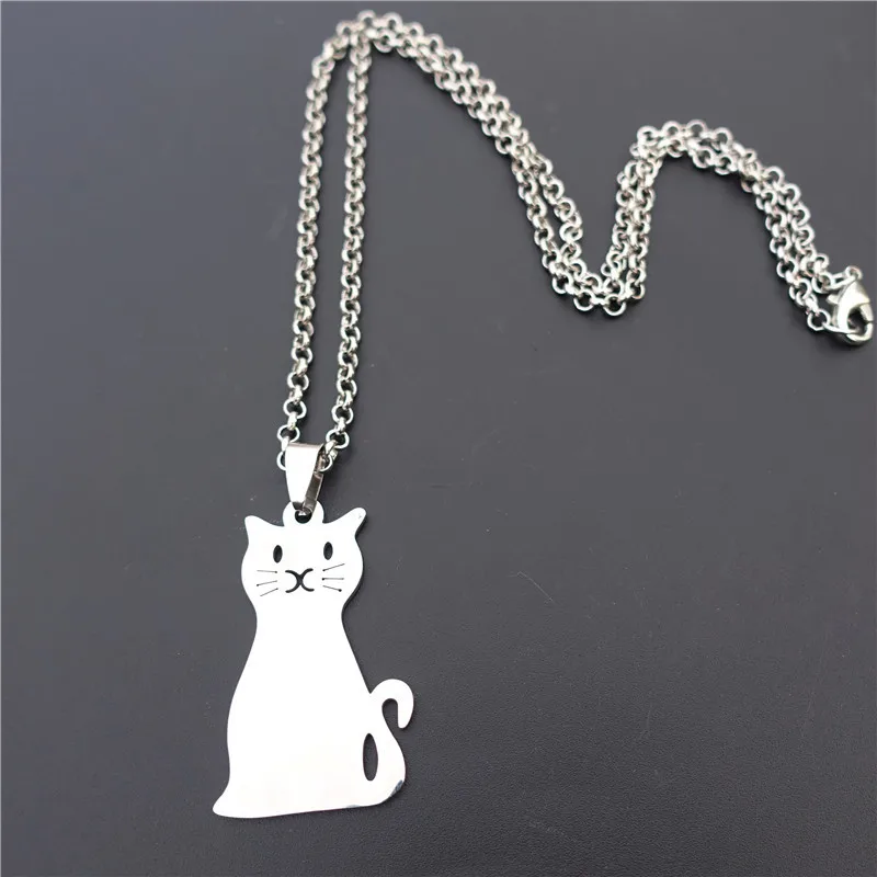Ожерелье из нержавеющей стали с подвеской в виде кошки 12 шт./лот | Украшения и