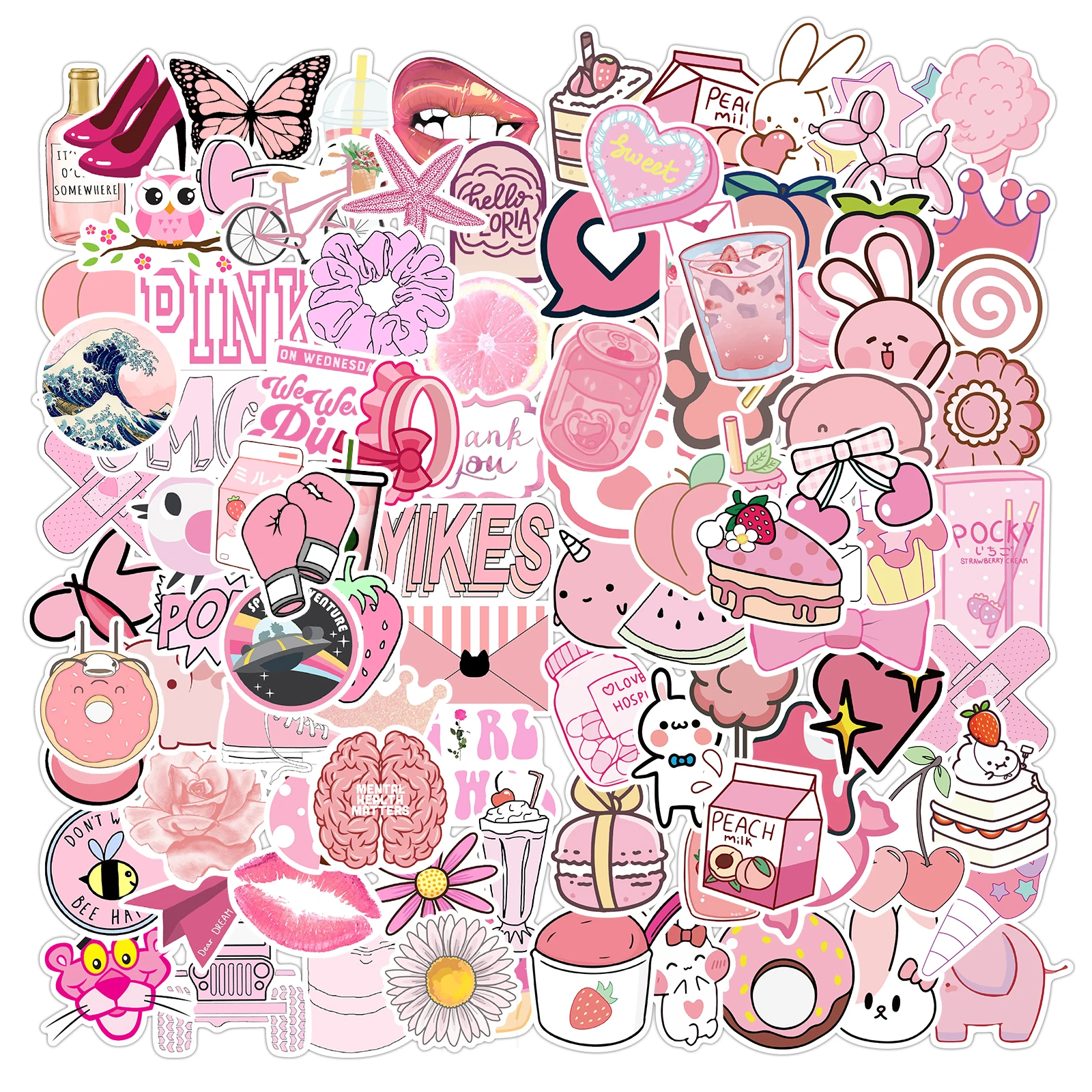 Наклейки для девочек с героями мультфильмов гитара чемодан скейтборд велосипед