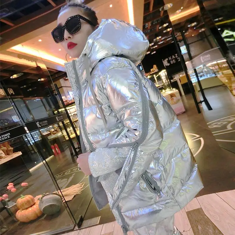 Женский пуховик с капюшоном утепленная куртка хлопковой подкладкой свободная