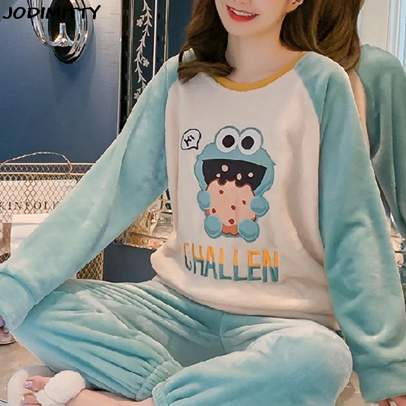 Зима 2020 пижамный комплект Jodimitty женская одежда для сна милый мультяшный