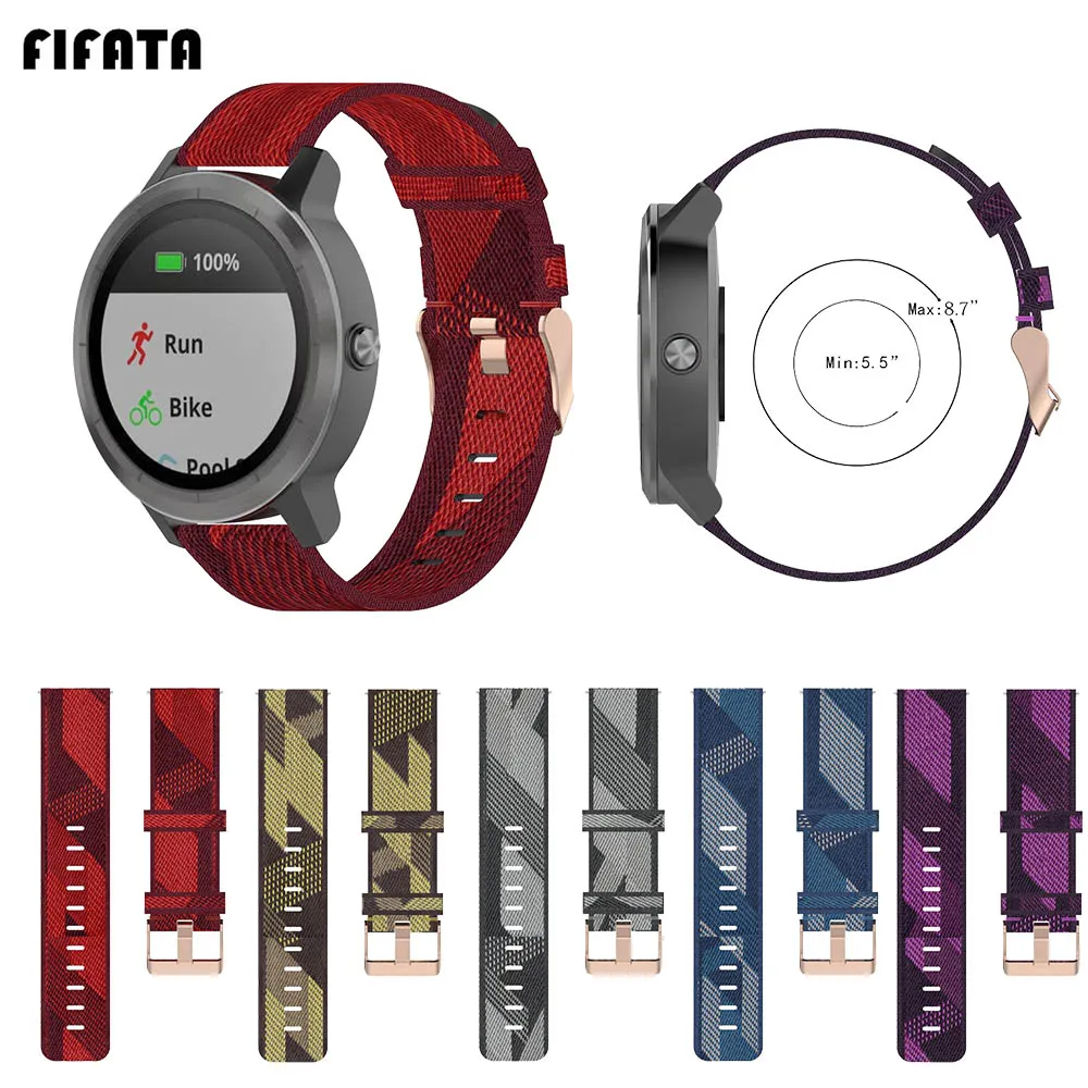 Ремешок для часов FIFATA 20 мм нейлоновый Плетеный холщовый ремешок Garmin CAME/Forerunner 245