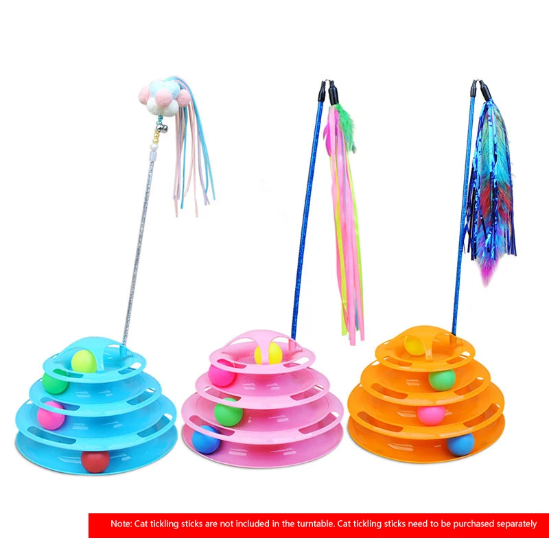 Funny Interactive Cat Toys 4-layer Turntable Toy Catching Ball Game 4-Level Tower Tracks | Дом и сад