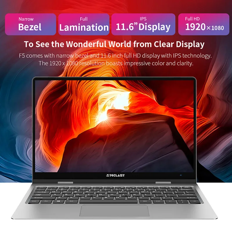 Ноутбук Teclast F5 11 6 "сенсорный экран Win10 8 ГБ ОЗУ 256 Гб SSD Intel Gemini Lake N4100 4 ядра 360