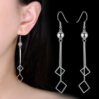 girls hyperbolic long chain drop earrings simple hang hook square pendants dangle earring charm female earring piercing jewelry
