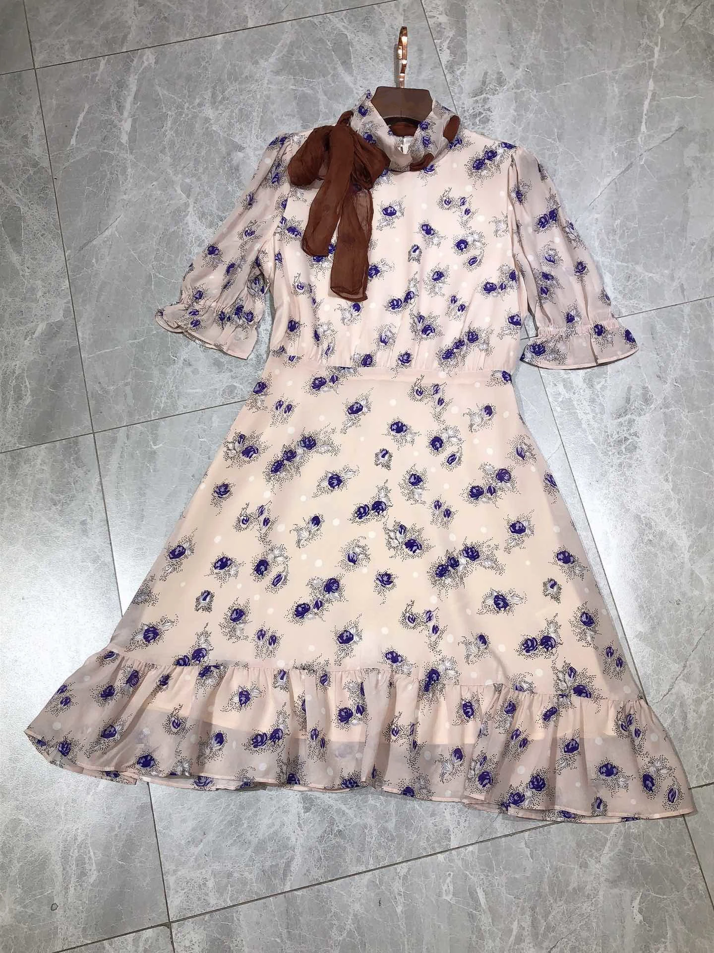 106349 Модное Новое шелковое белое повседневное 2020 женское платье осень|Женские