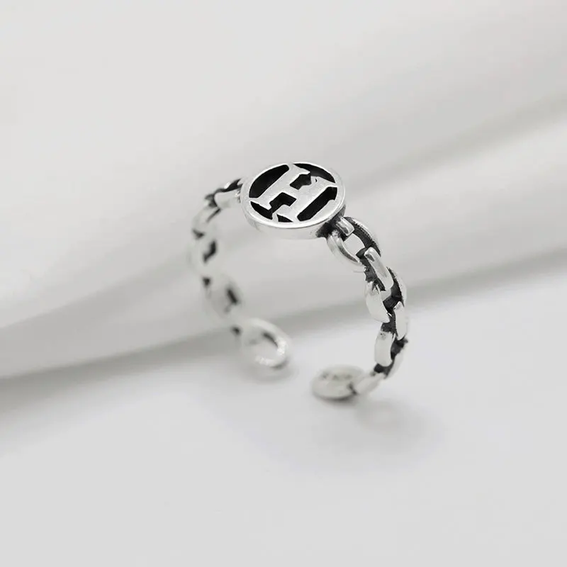

YC3070R S925 Silver Simple Retro Design H Letter Adjustable Ring Girlfriend Gifts Party Woman Jewelry Ring 2021