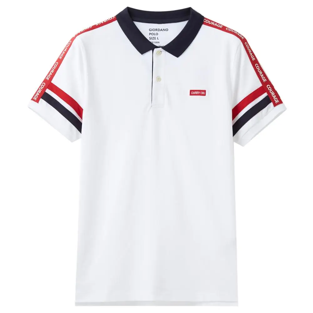 Мужская эластичная рубашка поло из лайкры Giordano прочная ребристая с короткими