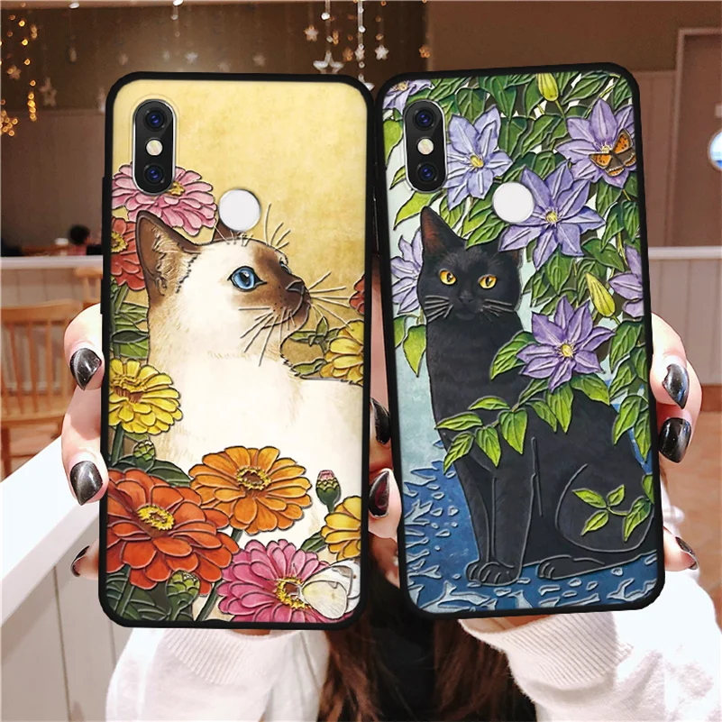 3D кошки с тиснением и изображением чехлы из ТПУ для Xiaomi Redmi Примечание 8 7 6 5 5A K20 Pro 7A