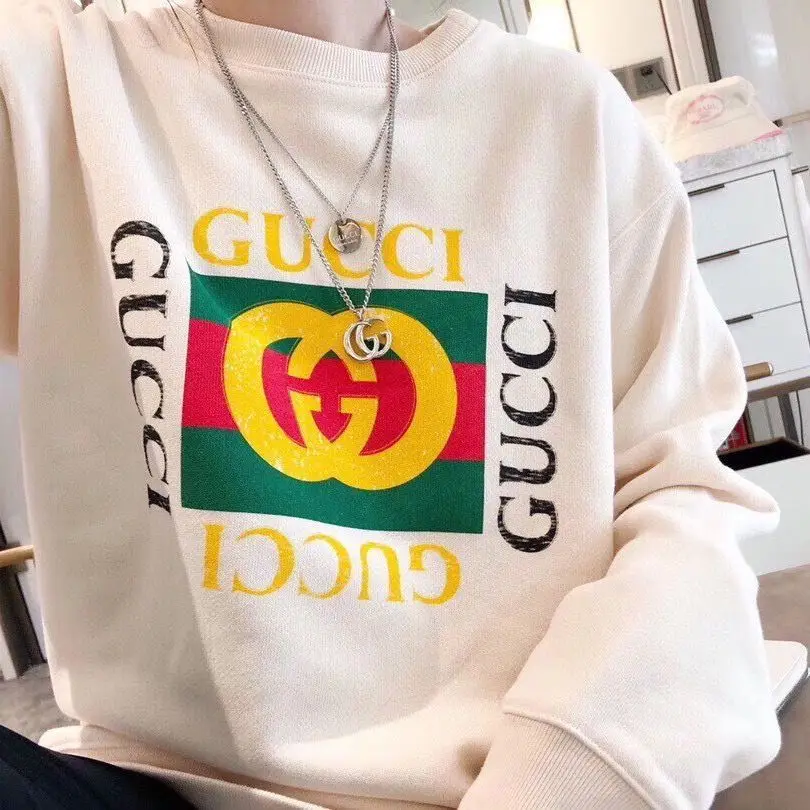 

European and American Style Spring and Autumn Square Large Printed Round Collar Sweater for Men and Women