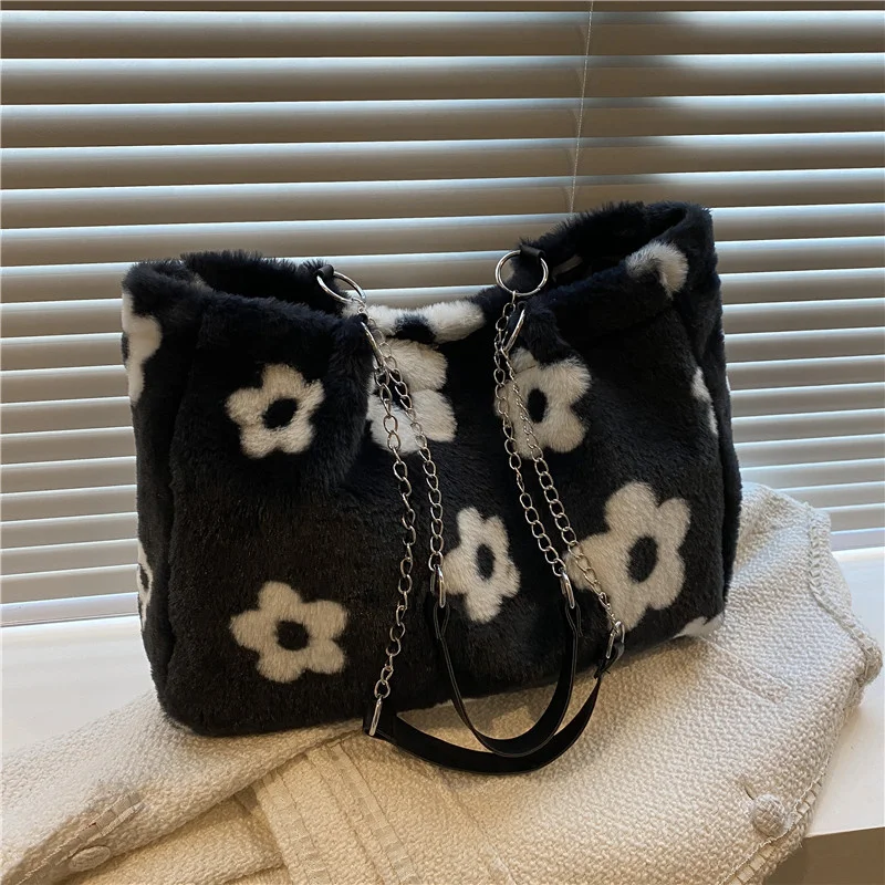 

Зимняя женская новая плюшевая сумка на одно плечо с надписью Love, вместительная Повседневная Ручная сумка для подмышек