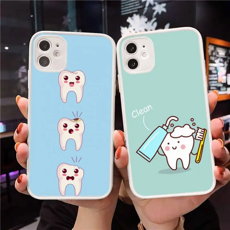 

Wisdom Teeth Dentist Tooth Phone Case Matte Transparent for iPhone 7 8 11 12 s mini pro X XS XR MAX Plus cover funda
