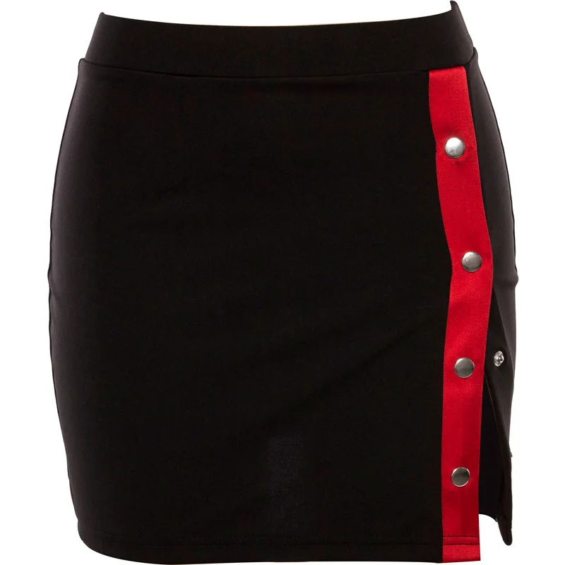 Сексуальные красные короткие черные юбки с разрезом облегающие Женские костюмы