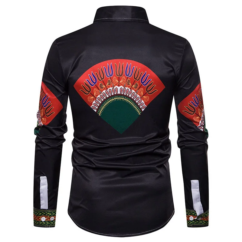 Для взрослых женщин черная африканская Дашики полированная Печать рубашка
