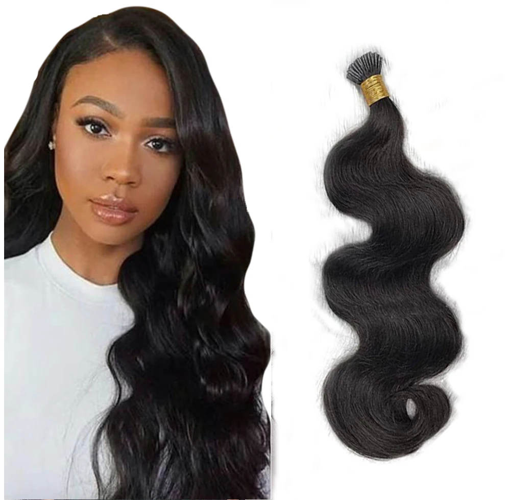 Body Wave I Tip Hair Extensions Microlinks Brazilian Remy Hair Bulk 100% Human Hair Natural Black Color For Women EseeWigs