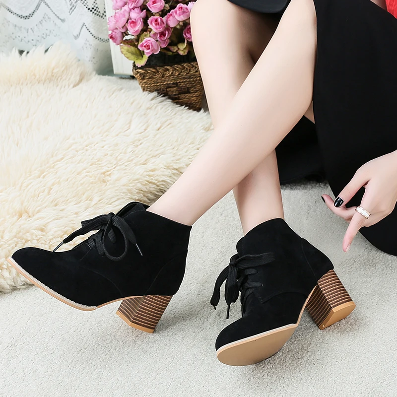 LAASIMI модные женские туфли на высоком каблуке повседневные зимние сапоги черные