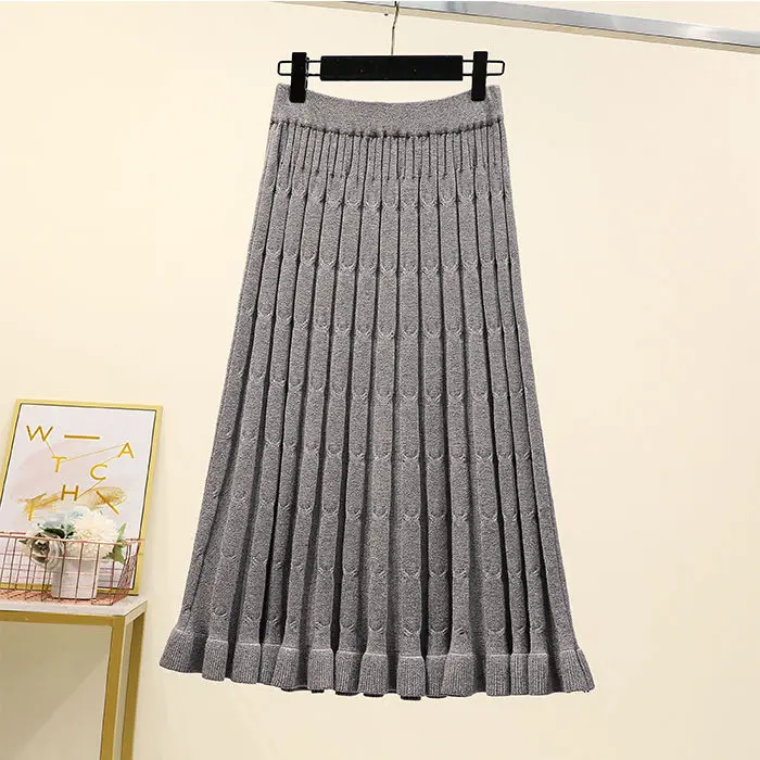 Женская трикотажная юбка средней длины однотонная плиссированная А-силуэта с