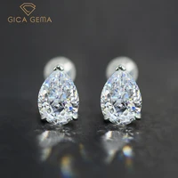 gica gema classic 925 sterling silver pear cut created moissanite gemstone diamonds earrings ear studs fine jewelry wholesale