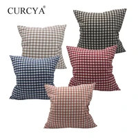 curcya healthy washed cotton pillowcase plaid throw pillow covers sofa car chair seat cushion case home decor