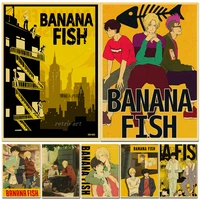 anime retro poster banana fish vintage prints for homeroombarcafe decoration canvas painting wall art pictures wall painting