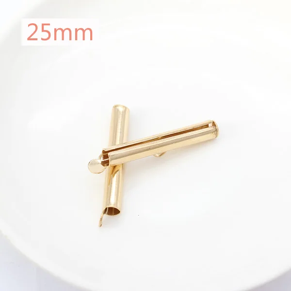 50p 25mm kc gold 50p 10-40 мм обжимные концевые бусины скользящие на конце застежки трубки ползунок концевые колпачки Diy ожерелье браслет соединители ювелирные изделия - Цвет: 50p 25mm kc gold