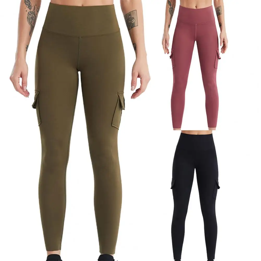 

Casual Casual Solid Color Pockets High Waist Pants Women Trousers Solid Color for Sports