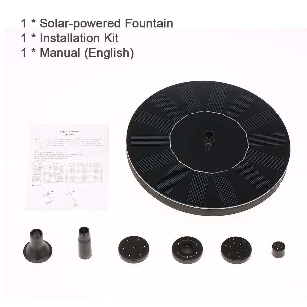 

Solar Fountain Pump Floating Fountain for Bird Bath 1.4W Portable Water Pump for Garden Patio Pond Pool Aquarium Pond Decoration