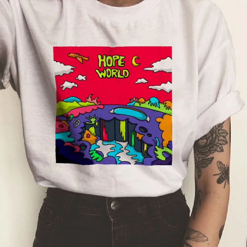 Женские футболки с принтом Hope World Kpop эстетичная футболка коротким рукавом и