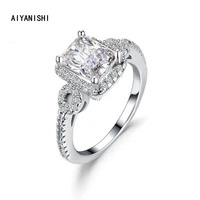 aiyanishi 925 sterling silver wedding ring halo1 5ct rectangle finger rings for women silver engagement bridal ring jewelry gift