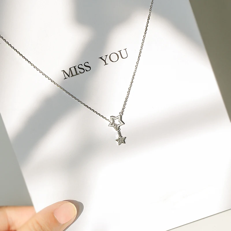 

Trendy Rhinestone Star Necklace Women Tassel Cubic Zirconia Clavicle Chain Pendant Necklaces Wedding Birthday Jewelry Gift