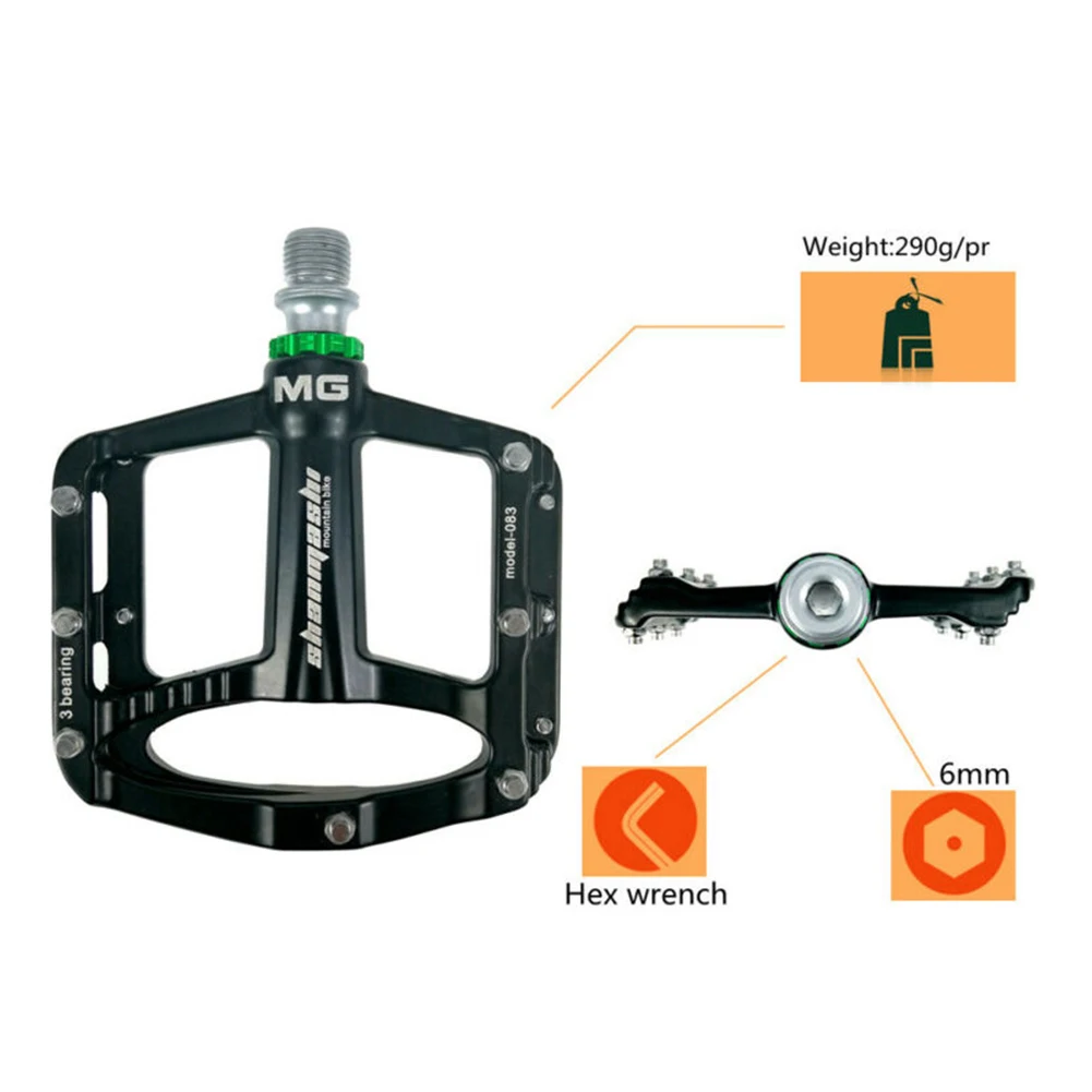 

Mountain Bike Pedals Non-Slip Platform Bicycle Flat Magnesium Alloy Bicycle Parts for Road BMX MTB Fixie Bikes 9/16 inch