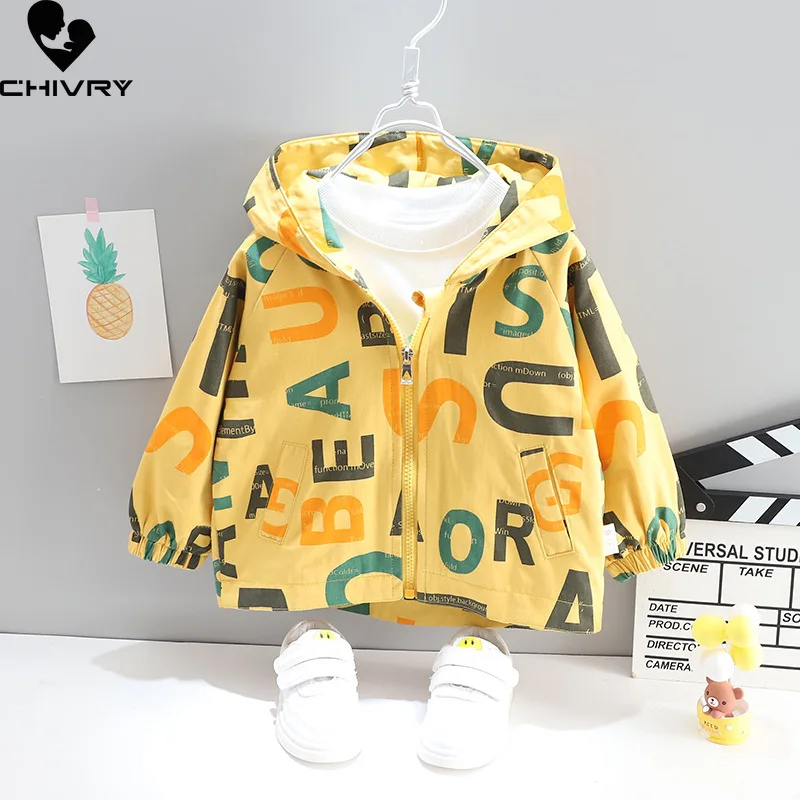 Nuevo 2021 Oto&ntilde;o de las muchachas del beb&eacute; abrigo ni&ntilde;os chaqueta ni&ntilde;os prendas de vestir exteriores con capucha moda letra linda de la historieta impresi&oacute;n cremallera chaquetas ropa-2