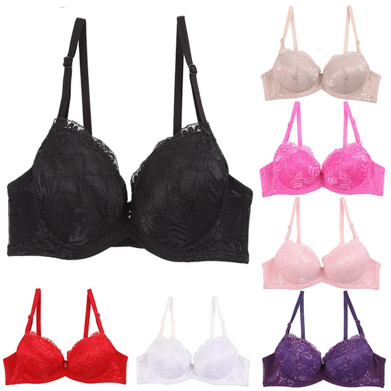 X женский сексуальный цветочный кружевной толстый бюстгальтер на косточках