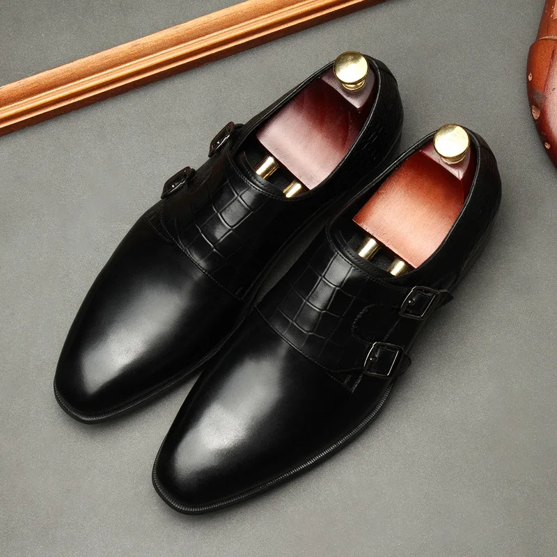 Мужские деловые кожаные туфли коричневые Нескользящие дерби из мягкой кожи с