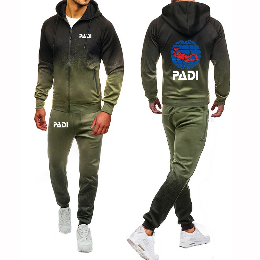 

Scuba driver Padi Pieces Sets Tracksuit Men Hooded Sweatshirt+pants Pullover Hoodie Sportwear Suit Casual Men Clothes