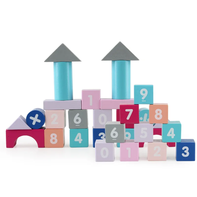 50 шт./компл. деревянные блоки детские развивающие игрушки Форма номер цвета