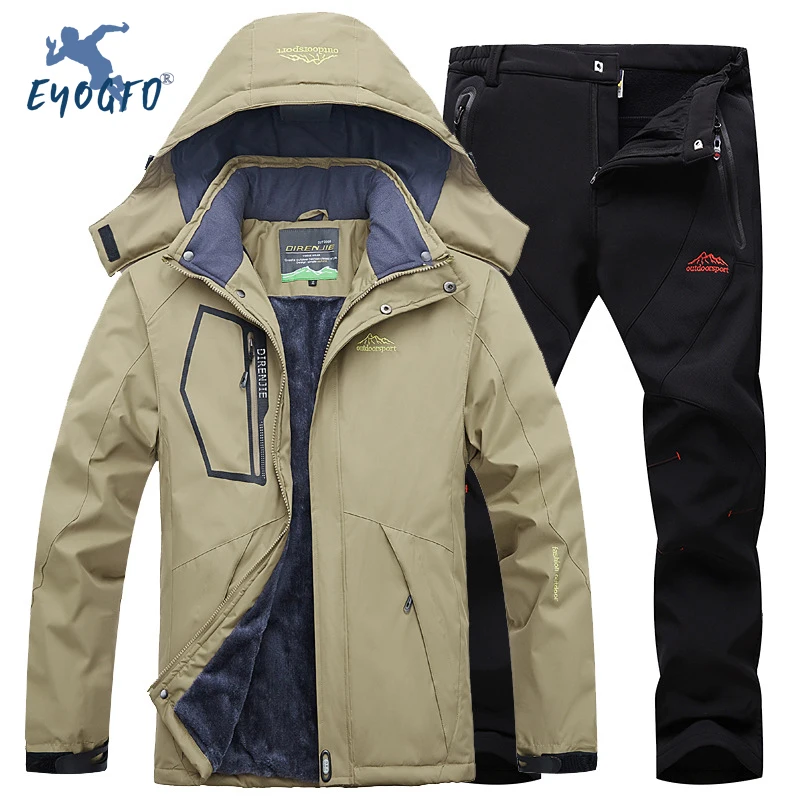 Зимний лыжный костюм для мужчин ветрозащитная Водонепроницаемая Теплая Лыжная