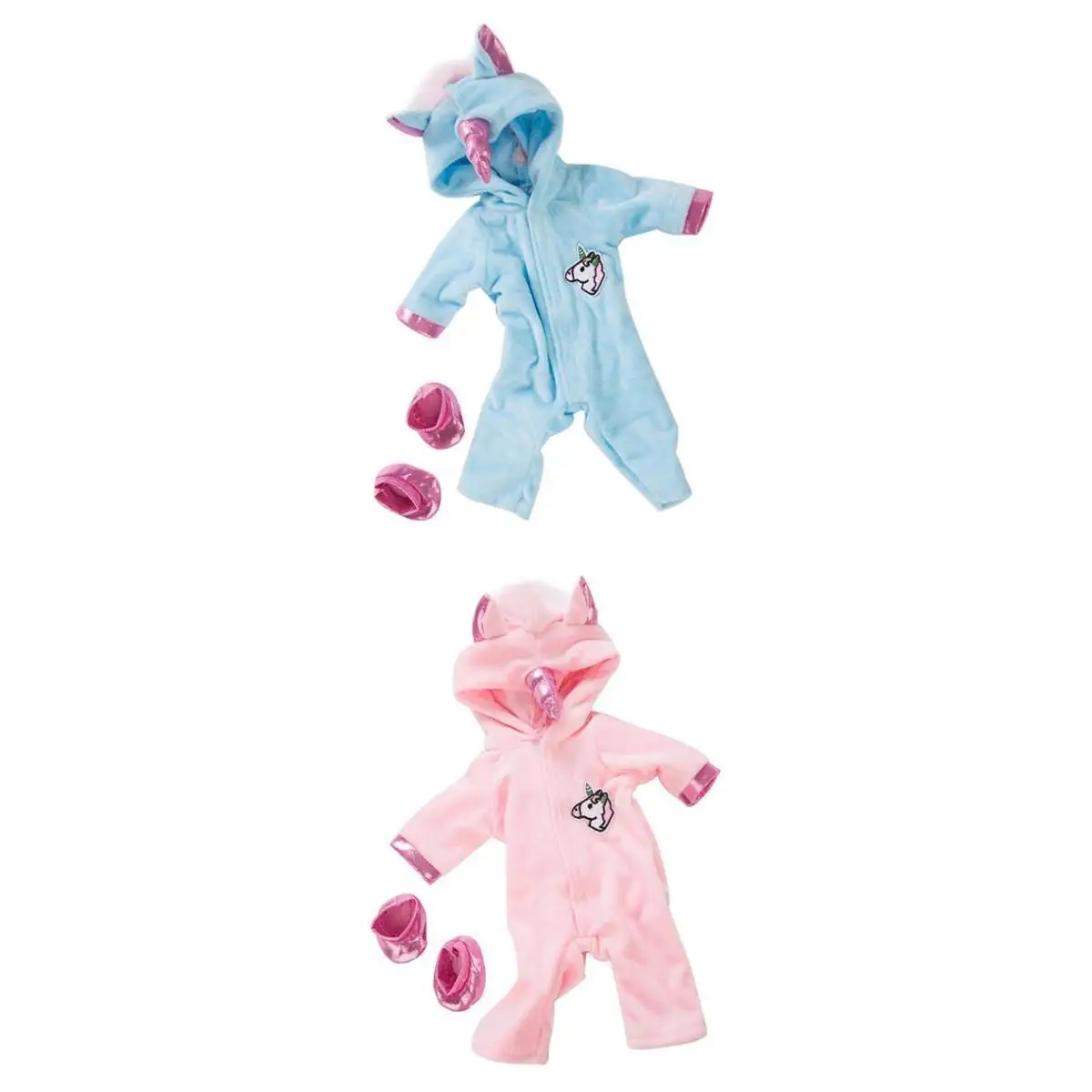 

18 Inch American Doll Plush Pajamas With Shoes Clothing Unicorn Jumpsuits