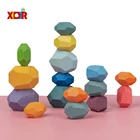 Детский деревянный цветной камень Дженга Строительный блок Обучающие игрушки креативные штабелируемые блоки игра Радуга