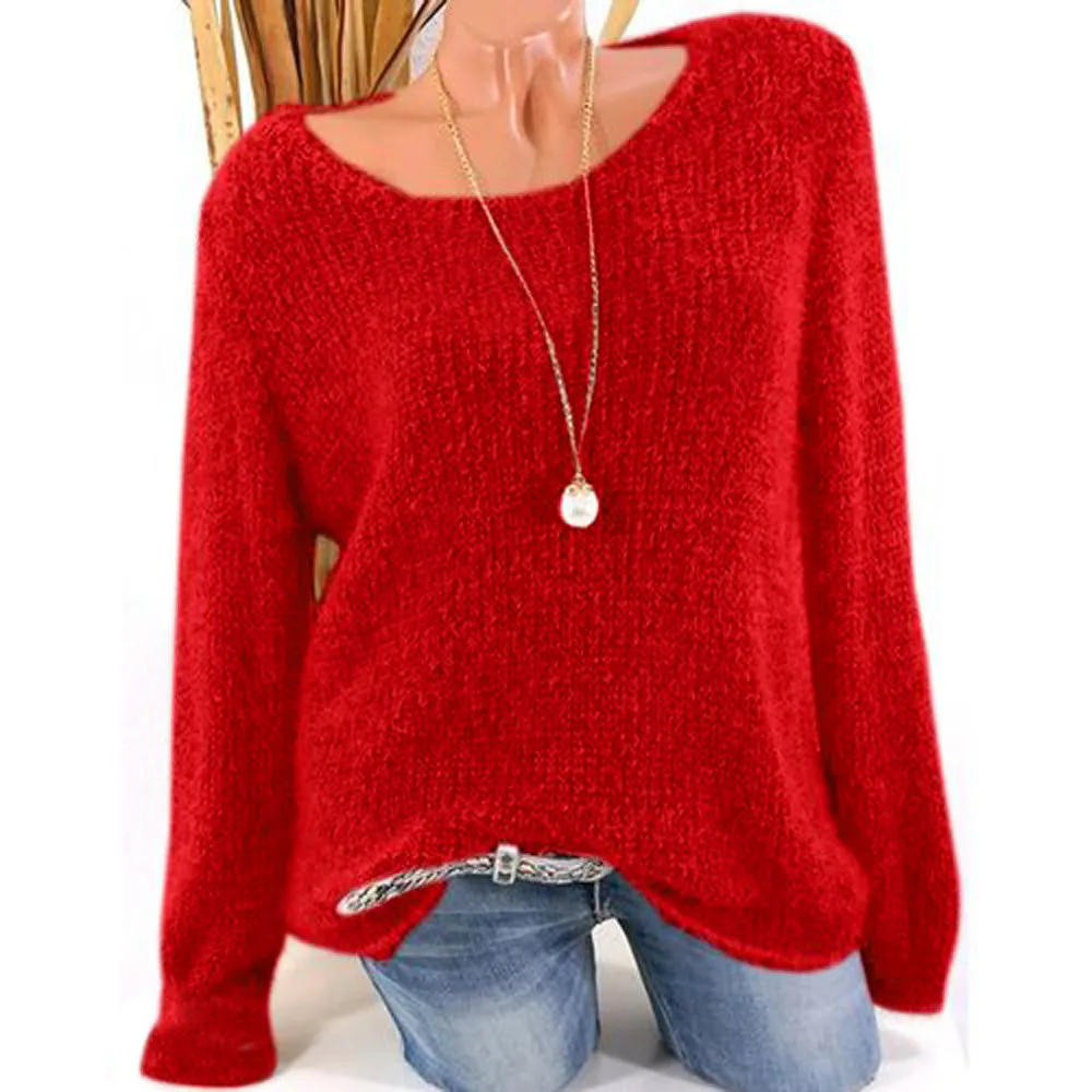 2019 Fashion Warm Pullover Women Autumn Winter Knit Long Sleeve Solid Colors Sweater Casual Loose Female Sweaters Plus Size Top | Женская